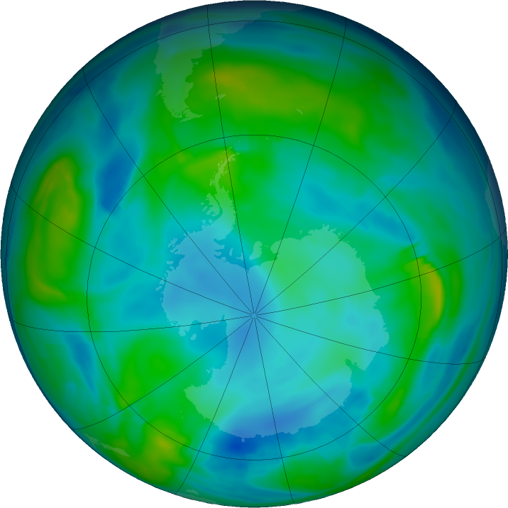 Antarctic ozone map for 28 May 2021